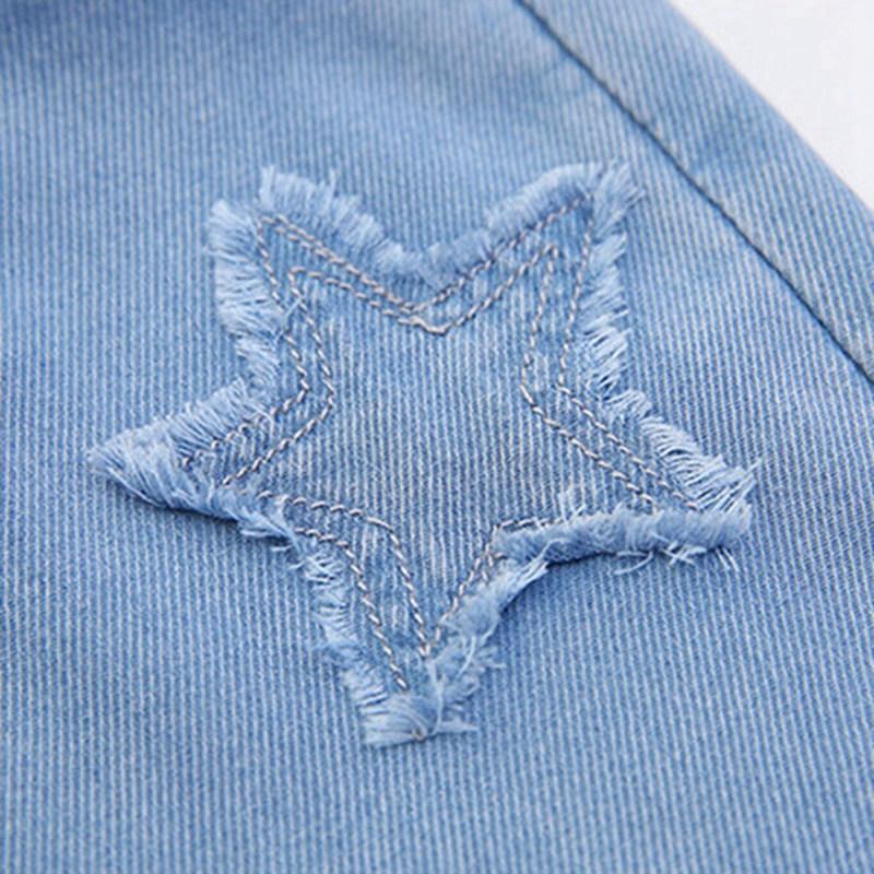 Джинсы для девочек 5-16 лет, повседневные, с вышивкой в виде звезд