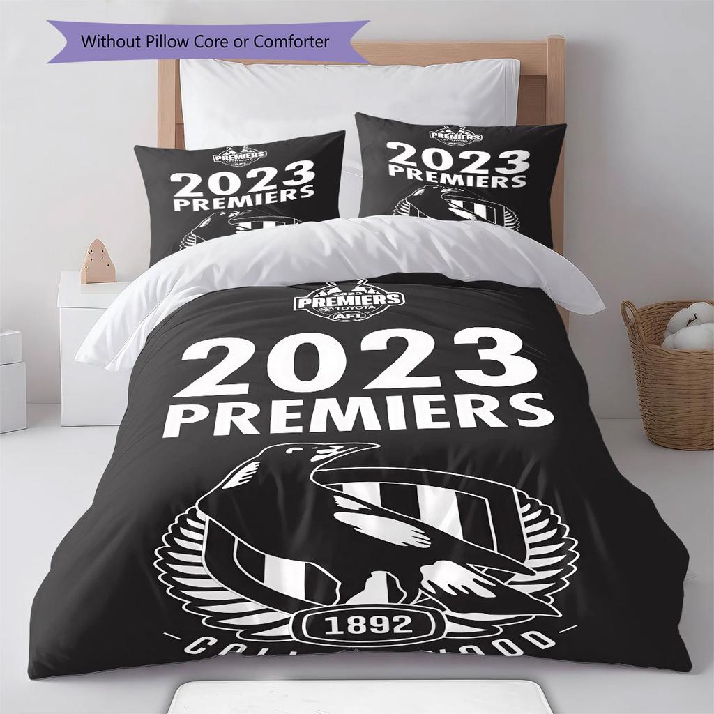 Collingwood Magpies Pride Bedding Quilt Set Quilt Cover Pillowcase Home Decoration Birthday Gift (1 * duvet cover + 2 * pillowcase, without core)