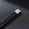 Мужской плетеный винтажный браслет из натуральной кожи и титановой стали