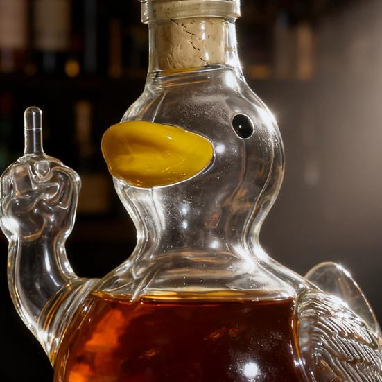 250ml Duck Whiskey Decanter Middle Finger Duck Whiskey Wine Bottle Glass Statue Decanter Liquor Container Home Decoration