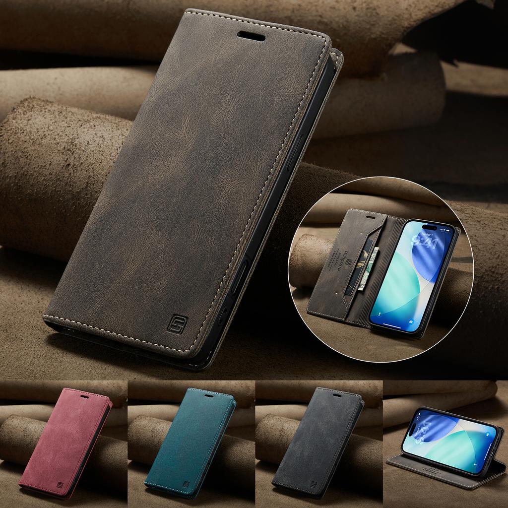 Ретро Магнитная Карта Слот Кошелек Флип Для iPhone 17 Pro Max 16 15 14 13 12 11 Plus 17air 16E подставка Тонкий Бизнес Карманный Чехол