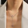 Gold Silver Star Moon Pendant Necklace For Women Simple Metal Long Tassel Cross Chain Necklace Jewelry