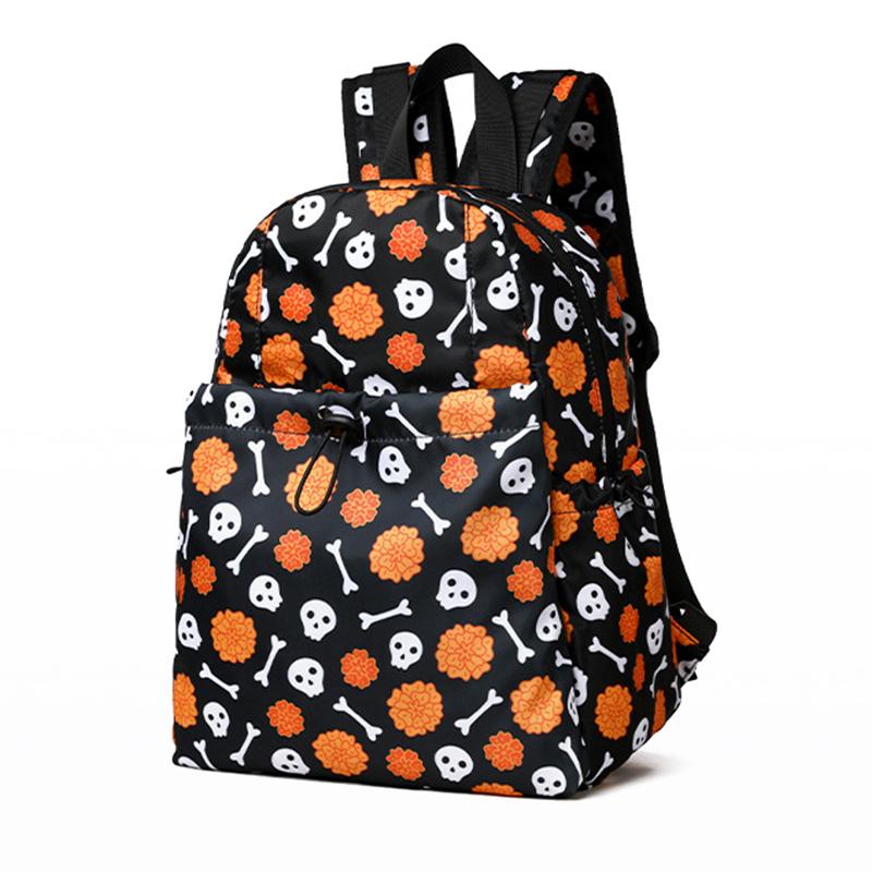 Halloween Backpack New Skull Print Women Backpack Fashion Large-capacity Lightweight Travel Commuter Backpack