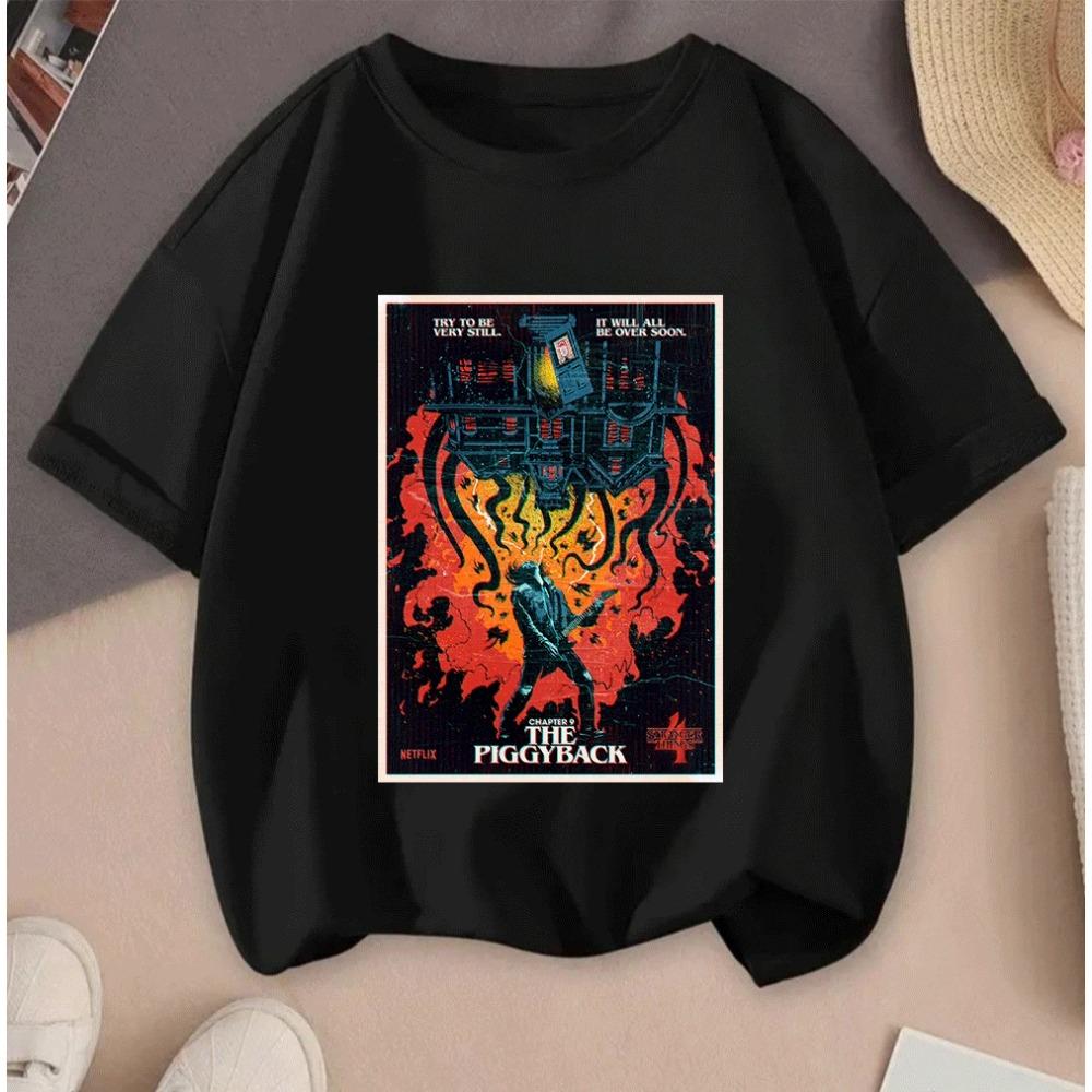 Горячая Распродажа 2026 Stranger Things 2D Печатная Повседневная Летняя Футболка с Коротким Рукавом для Подростков Детей Мальчиков