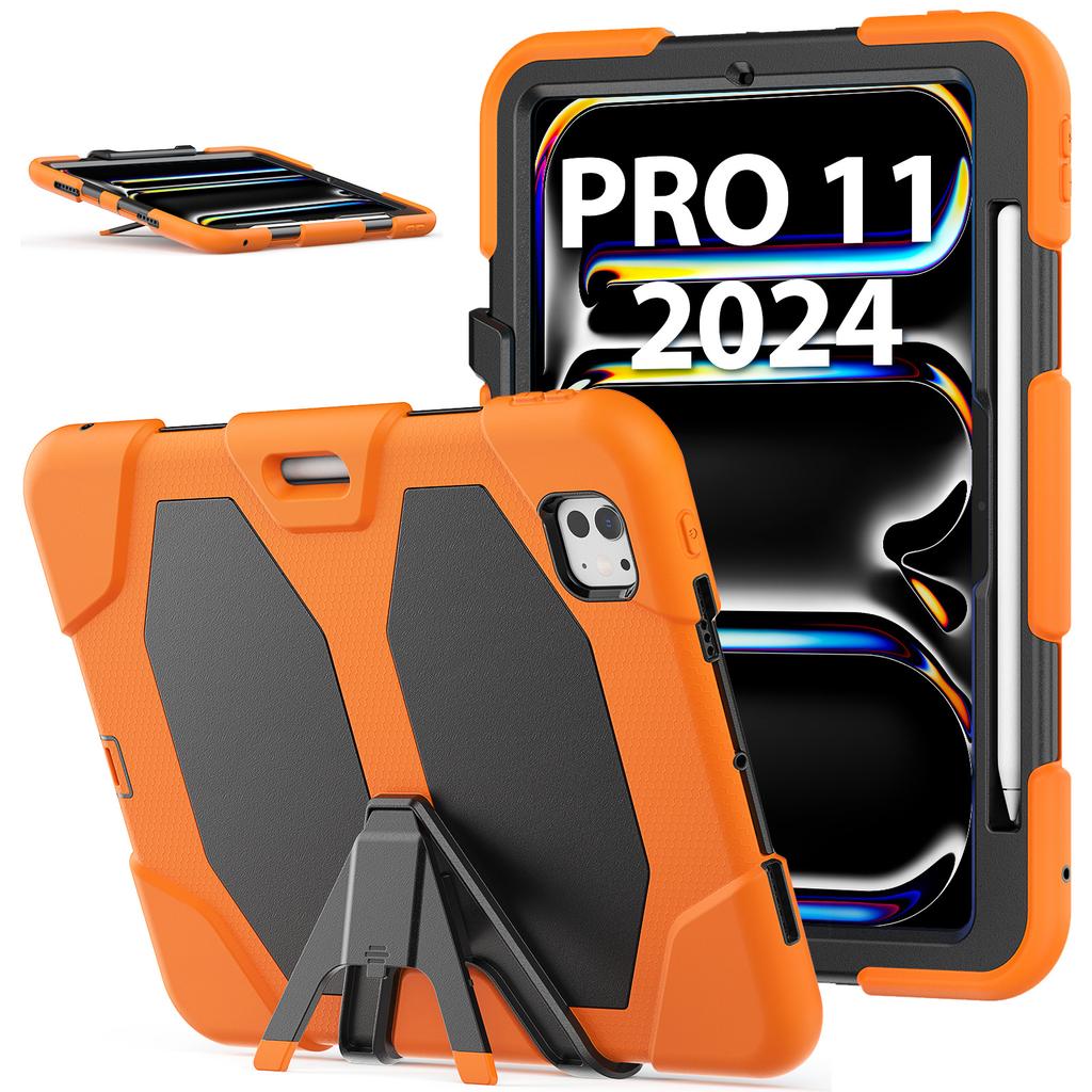 Для iPad Про 11 (2025)/11 (2024) Чехол для планшета из ПК + силиконовая подставка с пленкой для экрана из ПЭТ