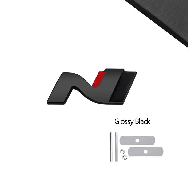 Glossy Black N Power Emblem Car Styling 3D Sticker Metal Front Hood Grille Badge For Hyundai I30 I20 Tucson IX35 Getz Accent XX45