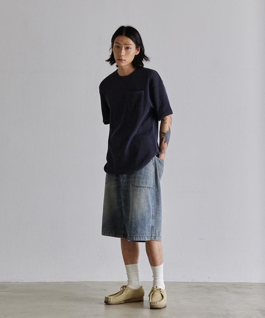 HOOVES Waffle Rounded Pocket Short Sleeve T-Shirt [Navy]