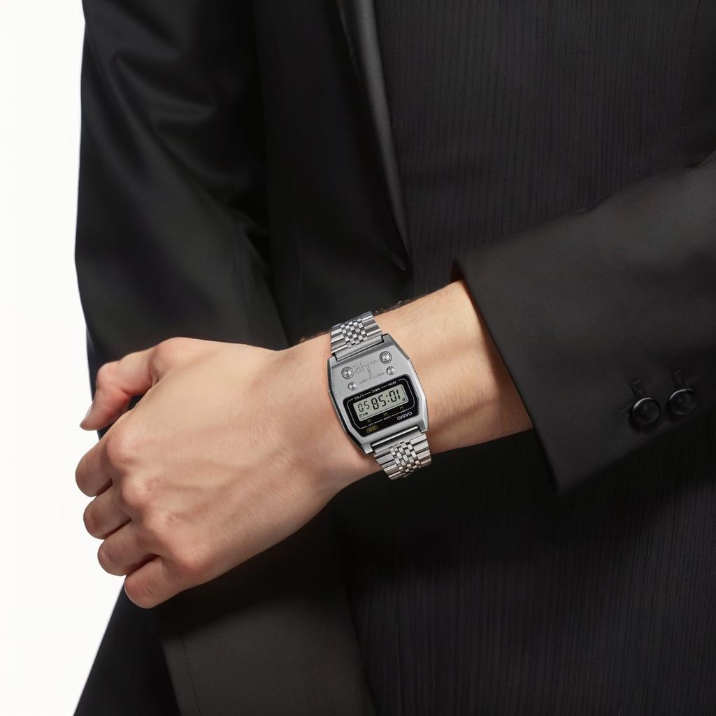Casio Часы с кварцевым механизмом, водостойкие, серия Vintage, ремешок из нержавеющей стали, мужские часы, серебристые A1100D-1VT