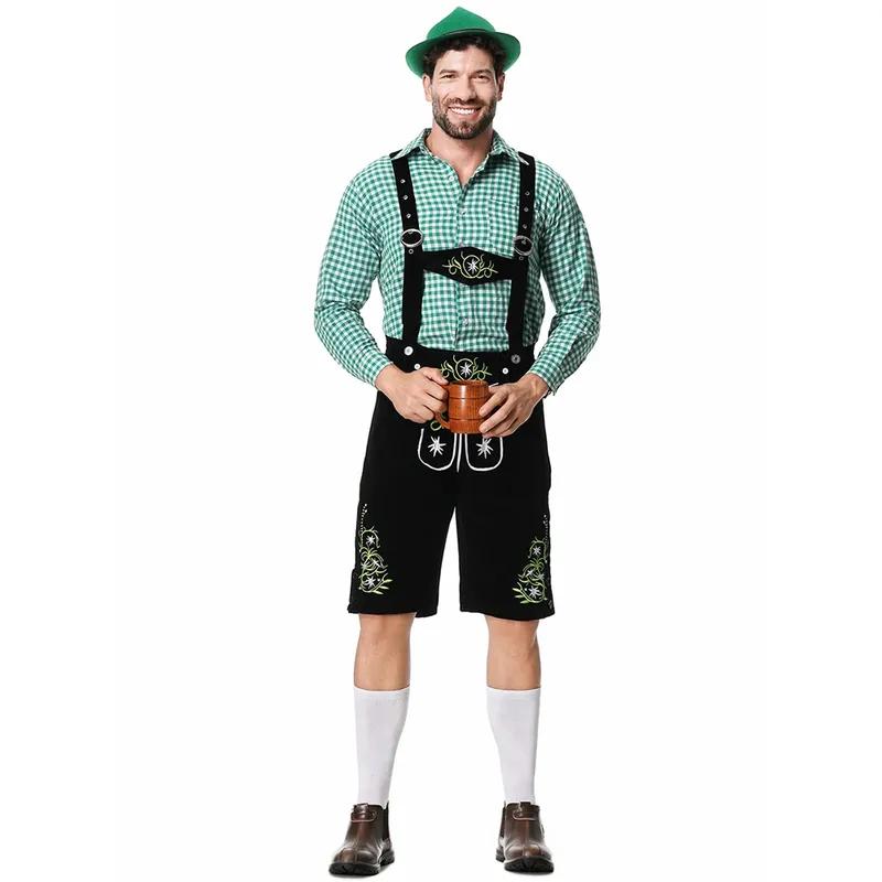 Men Oktoberfest Costume German Oktoberfest Pubs Bartender Outfit Beer Man Costumes Lederhosen Bavarian Octoberfest