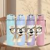 1PC Dog Wearing Black Frame Glasses Print 750ml Color Plastic Sports Water Bottle Leakproof Flip Straw Lid Suitable for Sports Office Home Use