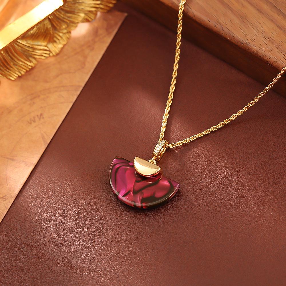 Переливающийся веерный кулон из раковины абалона на цепочке для ключиц и модные нишевые серьги