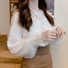 Fashion Women’s Floral Lace Long Sleeve Puff Sleeve Solid Tops