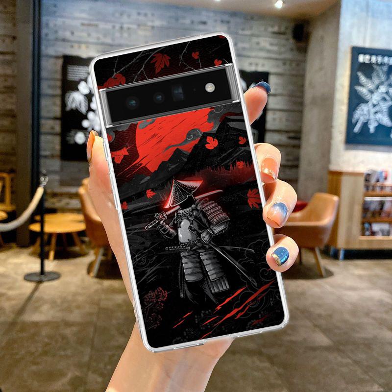 Чехол для телефона Google Pixel 9 8 7 6 9A 8A 7A 6A 5 4 5A 4A 3A Pro XL Мягкий прозрачный ТПУ Прозрачная крышка Японское искусство самураев