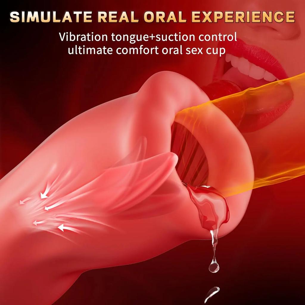 Сосущий мастурбатор для мужчин Реальный оральный секс Тренажер для головки пениса Массаж пениса Мужской мастурбатор Вибрирующий стимулятор для члена Секс-игрушка для мужчины
