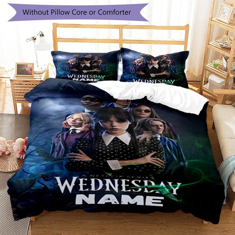 Wednesday's Enigmatic Journey 3-Piece Bedding Set, Soft Duvet Cover with 12 Pillowcases, Bedroom Home Decoration
