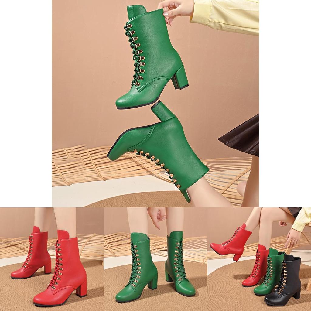 Stylish Women's Short Martin Boots With Rivets And Lace-up Design For Fall And Winter