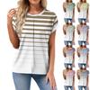 Women's Spring/Summer Casual Gradient Stripe Printed Round Neck Short Sleeve Loose T-shirt