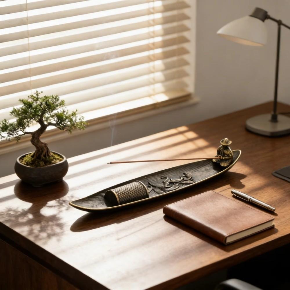 Boat Shape Incense Holder Metal Incense Stick Burner Decorative Incense Censer Living Room