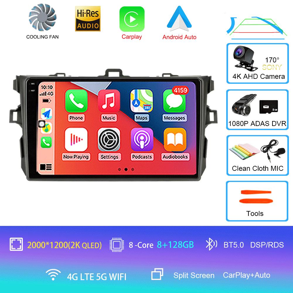 Android 14 Carplay 2din Car Radio For Toyota Corolla E140/150 2007 - 2013 4G GPS Multimedia video Player Stereo WIFI+4G