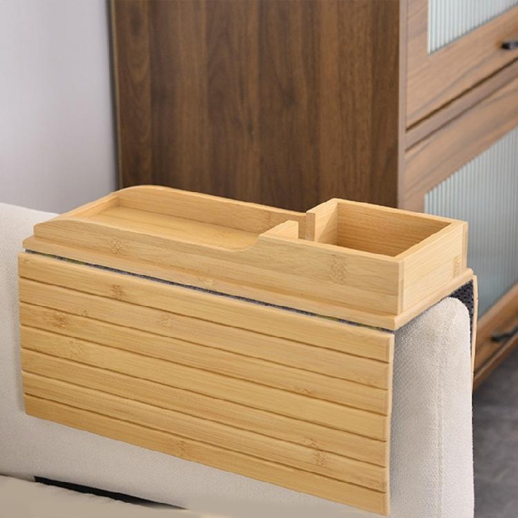 Elegant Wood Loveseat Arm Tray Practical Wood Sofa Side Armrest Tray with Secure Cup Grip for Convenient Use