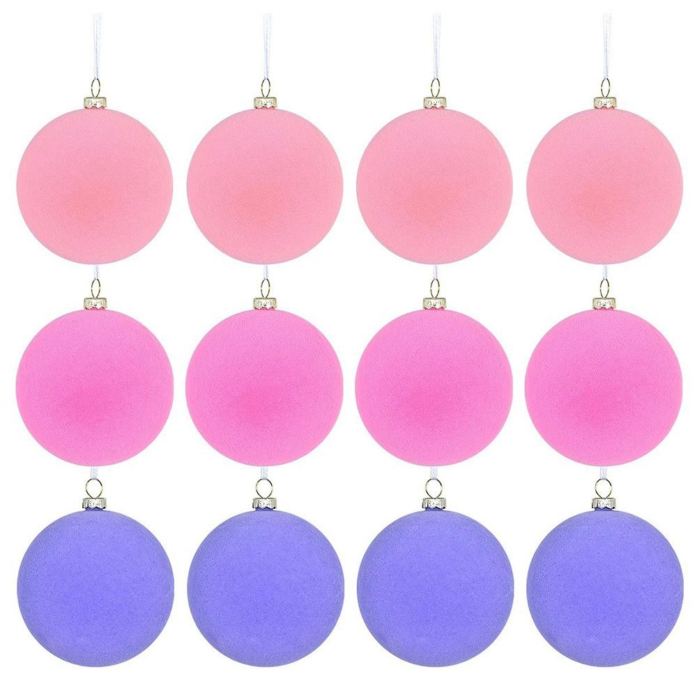 12 шт. Флокированные елочные шары, украшения 6 см, подвесные украшения для рождественской елки, домашние новогодние подарки