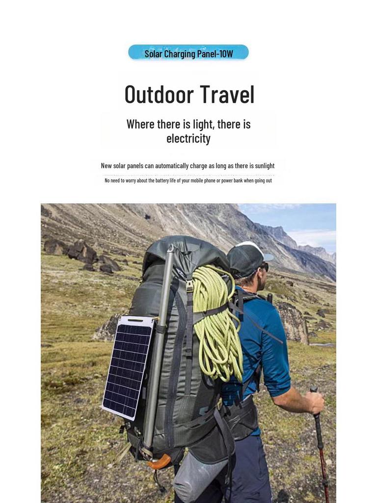 Система электропитания для наружного применения на монокристаллической солнечной панели мощностью 10 Вт с платой защиты от перенапряжения для прямой зарядки мобильных телефонов.