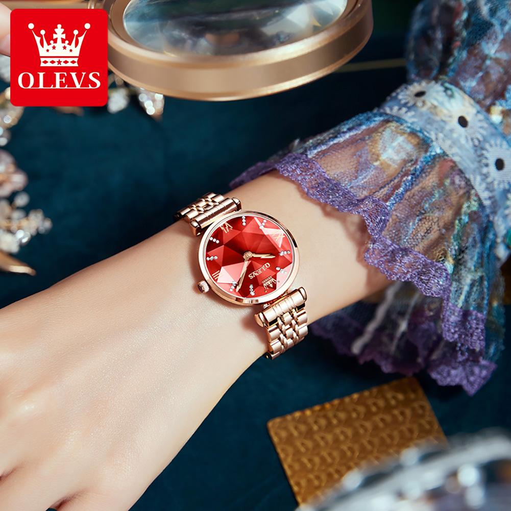 OLEVS 6642 Women Watch Fashion Original Elegant Stainless Steel Rose Gold Diamond Waterproof Watch Brand Luxury Women Watch