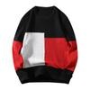 Fashion Casual Long Sleeve Color Contrast Round Neck Men'S Sweater Loose Pullover