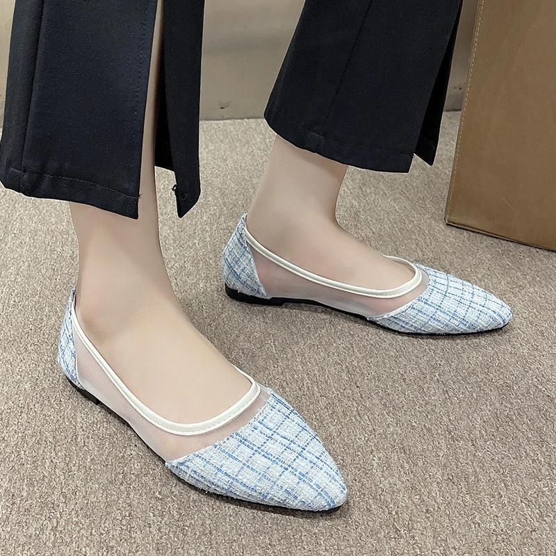 2024 New Fashion Slip On Loafers Pointed Toe Breathable Casual Women Shoes Comfortable Women Soft Bottom Boat Shoes Plus Size 41