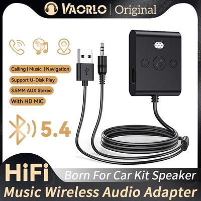 Автомобильный адаптер Bluetooth 5.4 AUX с микрофоном 3,5 мм USB U-Disk стерео беспроводной аудиоприемник автомобильный комплект громкой связи звонки навигация музыка