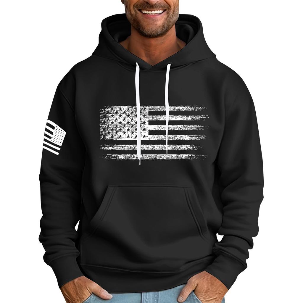 Мужская свободная толстовка с капюшоном и принтом флага, мужская повседневная модная спортивная толстовка