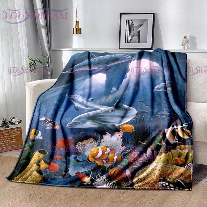 Dolphins Blanket Ocean Animal Sea Life Super Soft Warm Print Throw Blanket for Kids Adult Office Bed Sofa Couch Napping Blanket