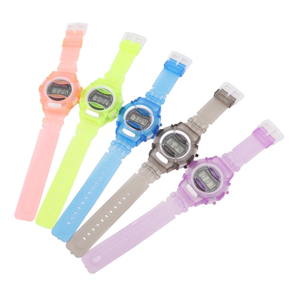5pcs Kids Digital Sports Watch Calendar Display Shockproof Accurate Time Electronic Wrist Watches for Boys and Girls