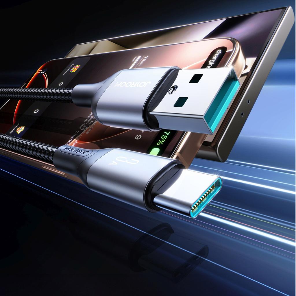 Kabel przewód USB-A - USB-C 3A 2m - czarny