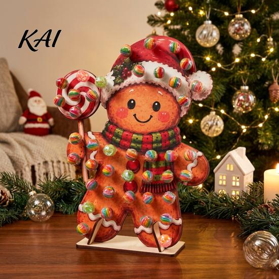 Decorative Wooden Lollipop Holder Christmas Display Stand, Creative Candy for Gingerbread Man Decor Buffet Table, Dessert Holiday Party Treats