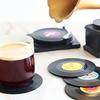 6 Vinyl Record Coasters Creative Retro Classic Nostalgic Rock CD Anti Slip Insulation Pads Desktop Decoration