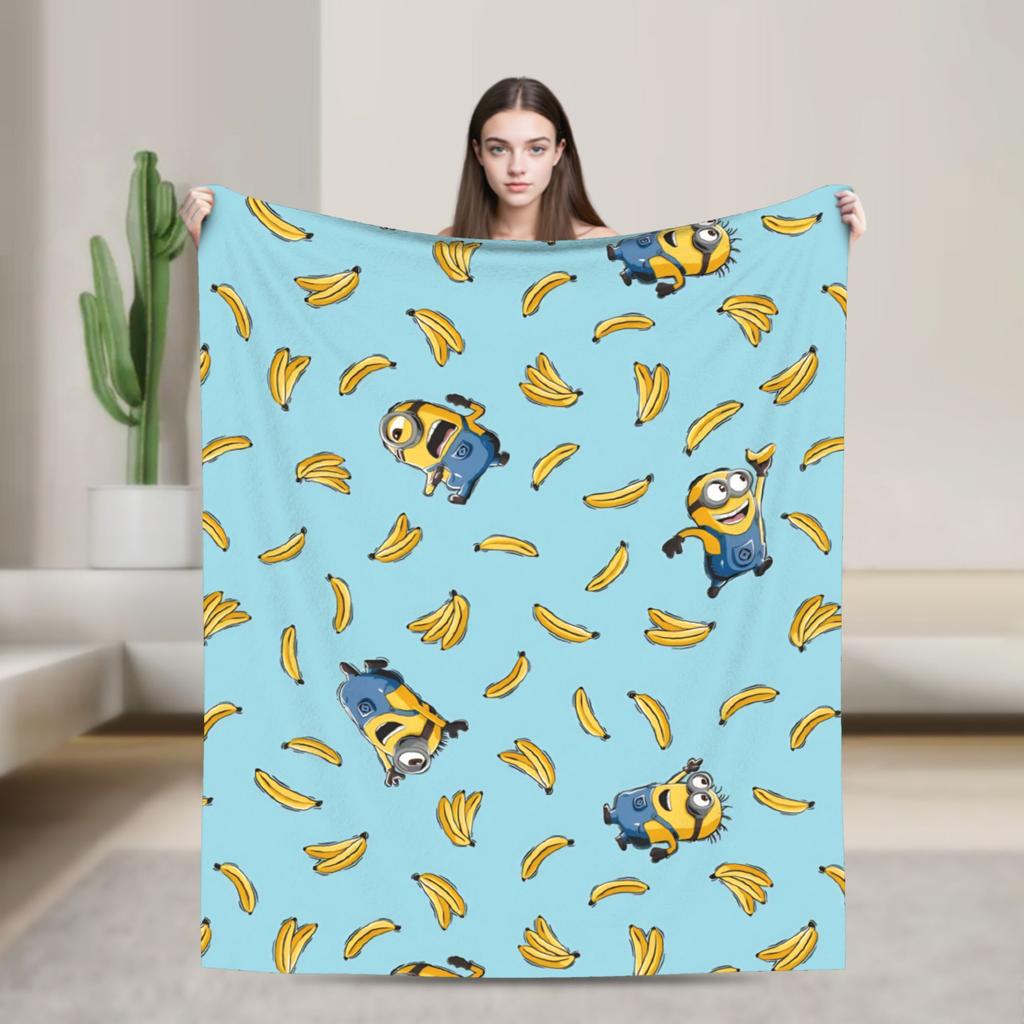 M-Minions Cartoon Christmas Flannel Blanket Warm Throw Blanket for Outdoor Travel Comfortable Bedspread Sofa Bed Cover