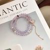 Lavender Amethyst Double Strand Bracelet Women Handmade Crystal Jewelry With Butterfly Charm Fairy Style
