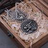 Stainless Steel Vintage Vikings Fenrir Wolf Head Necklace Mixed Gold Color Nordic Amulet Biker Pendant Jewelry Gift