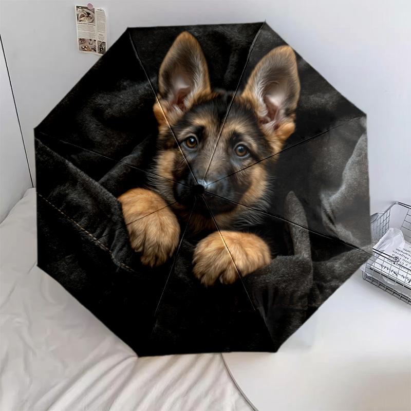 Зонт-автомат с рисунком «Собака на черном фоне», портативный и складной дизайн, 8 спиц, рождественский или день рождения подарок.