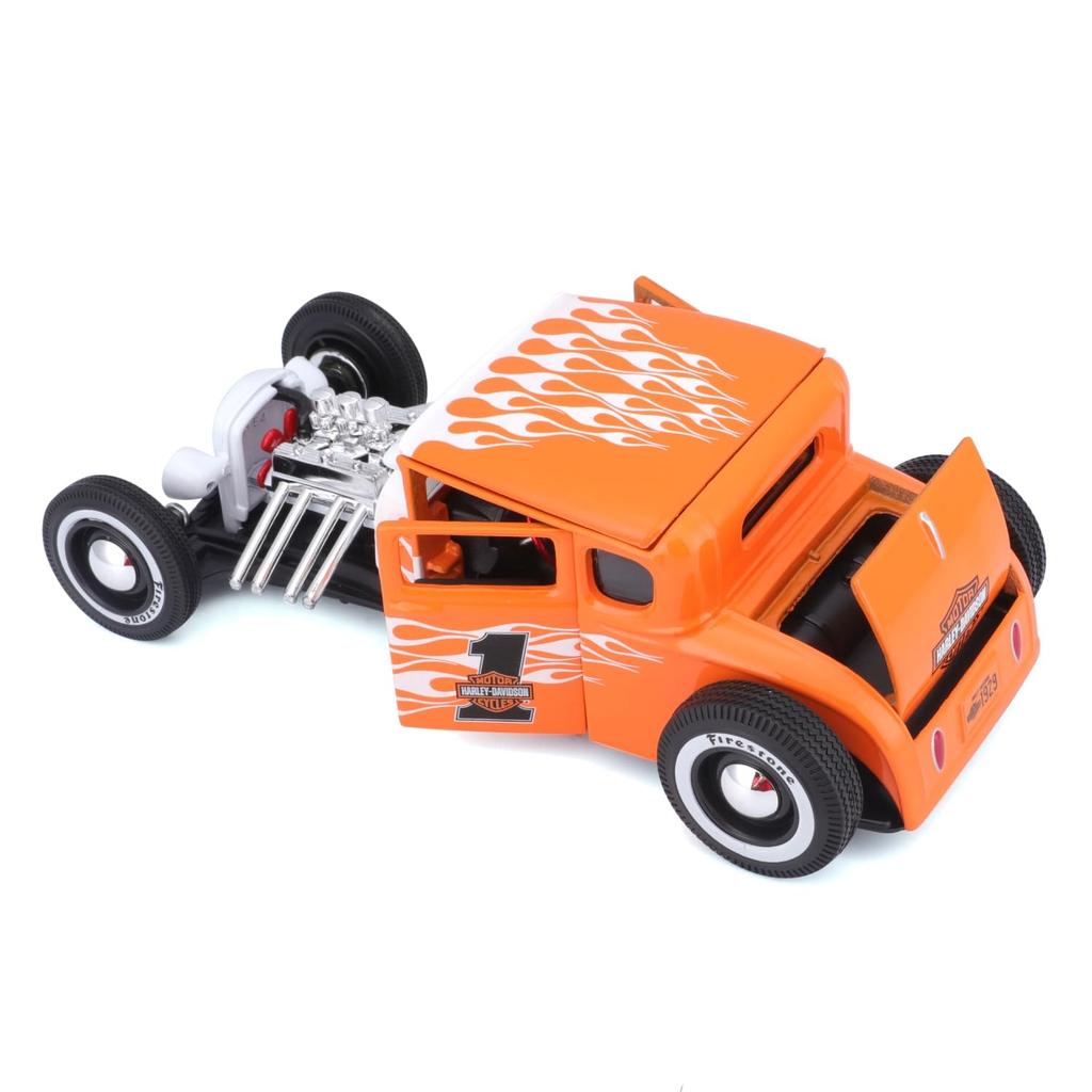 Maisto Масштаб 1/24 Литая Модель 1929 Ford Model A в Белом/Оранжевом, Серия Harley-Davidson Custom, 32175 [Импортный]