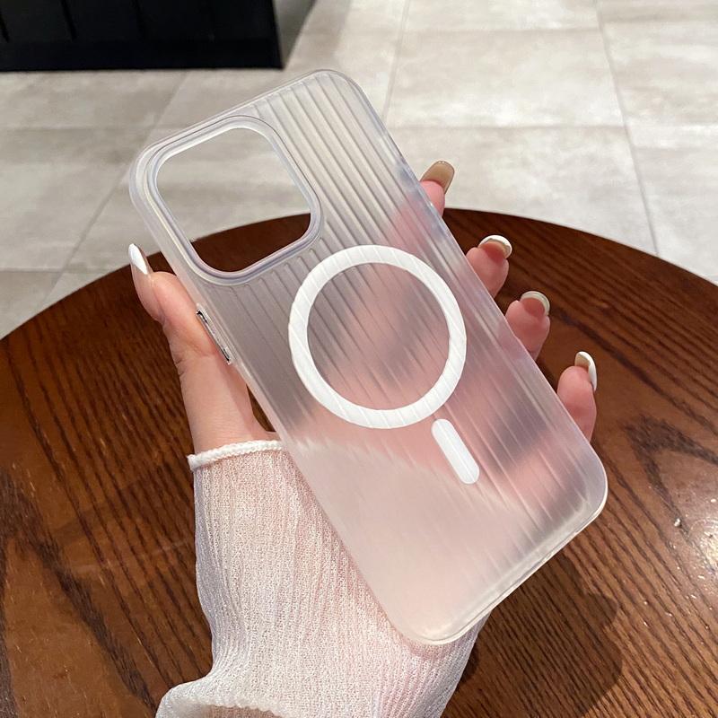 Простой гофрированный прозрачный тонкий чехол для телефона iPhone 16 Pro 15 Pro Max 14 13 12 11 для MagSafe Magnetic Shockproof Soft Silicone Bumper Cover