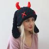 Забавная мягкая шапка с рожками дьявола и ушками кролика для Рождества, Хэллоуина, косплея, костюмированной вечеринки