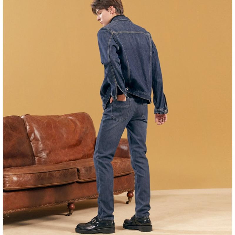 Bang Bang Men S Polar Fleece Lined Bonded Denim Indigo