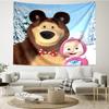 Pink Flowers sweetheart And bear Tapestry Hanging for Bedroom,Livingroom, Playroom,Decor Art Room Wall Tapestry Holiday and Birthday Gifts