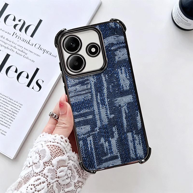 Мягкий чехол для телефона с ретро-джинсовым узором для Xiaomi Redmi Note 14 15 Pro Plus 13 12 11S 11T 5G 10 9S 9, Гальванический, Противоударный Fundas