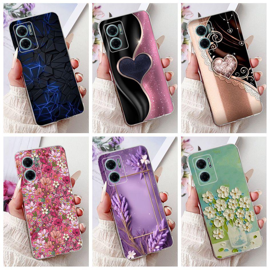 For Xiaomi Redmi Note 11E 5G Case Popular Flower Love Heart Soft Silicone Capa Back Cover For Xiaomi Redmi 10 11 Prime 5G Bumper