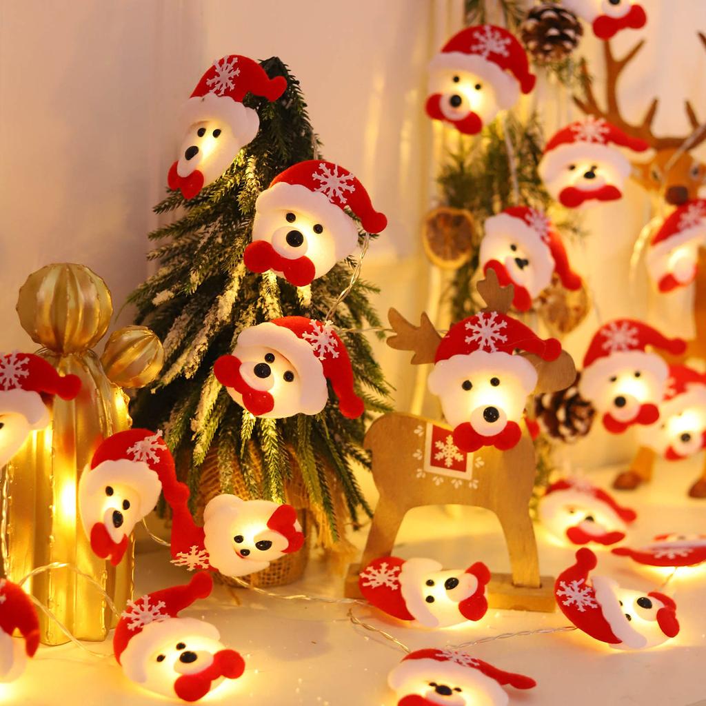 Christmas Decorative Santa Hat String Light, Santa Clause Hat 4.9 Feet 10 LEDs Battery Operated For Tree Ornaments Party Wreath Corner Decoration