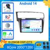 Android 14 For Volkswagen Golf 7 2013-2020 MK7 Car Radio Multimedia Video Player Navigation GPS 5G WIFI Carplay Auto 360 Camera