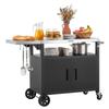 Outdoor Grill Cart with Storage Cabinet, 124 Cm Grill Table, Waterproof Kitchen Island with Stainless Steel Top, Shelf, and Wheels
